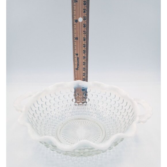 Hobnail Moonstone Ruffled Serving Bowl Dish Milk Rim Candy Depression Glass 6.5" - Picture 2 of 16